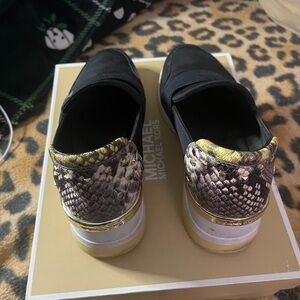 Michael Kors Black Sneakers with Gold Snake Print